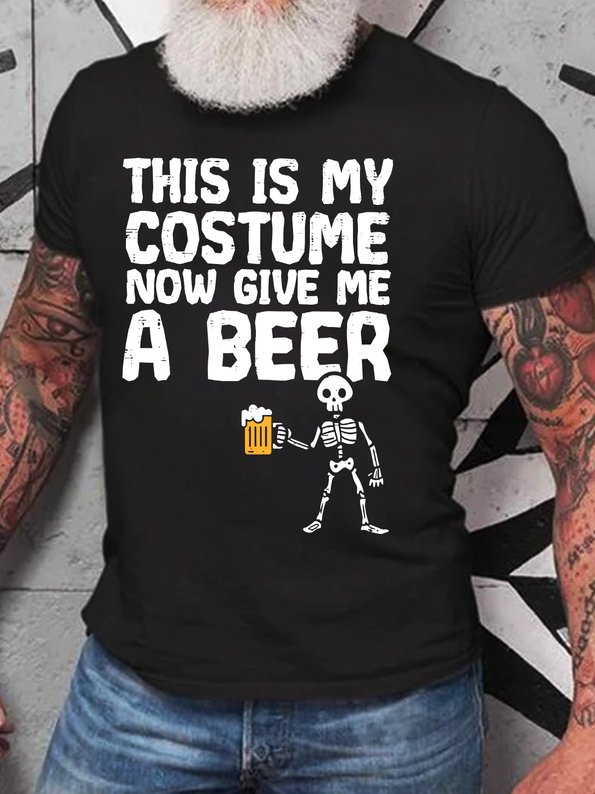 Halloween This Is My Costume Give Me Funny Skeleton Dad Cotton T-Shirt