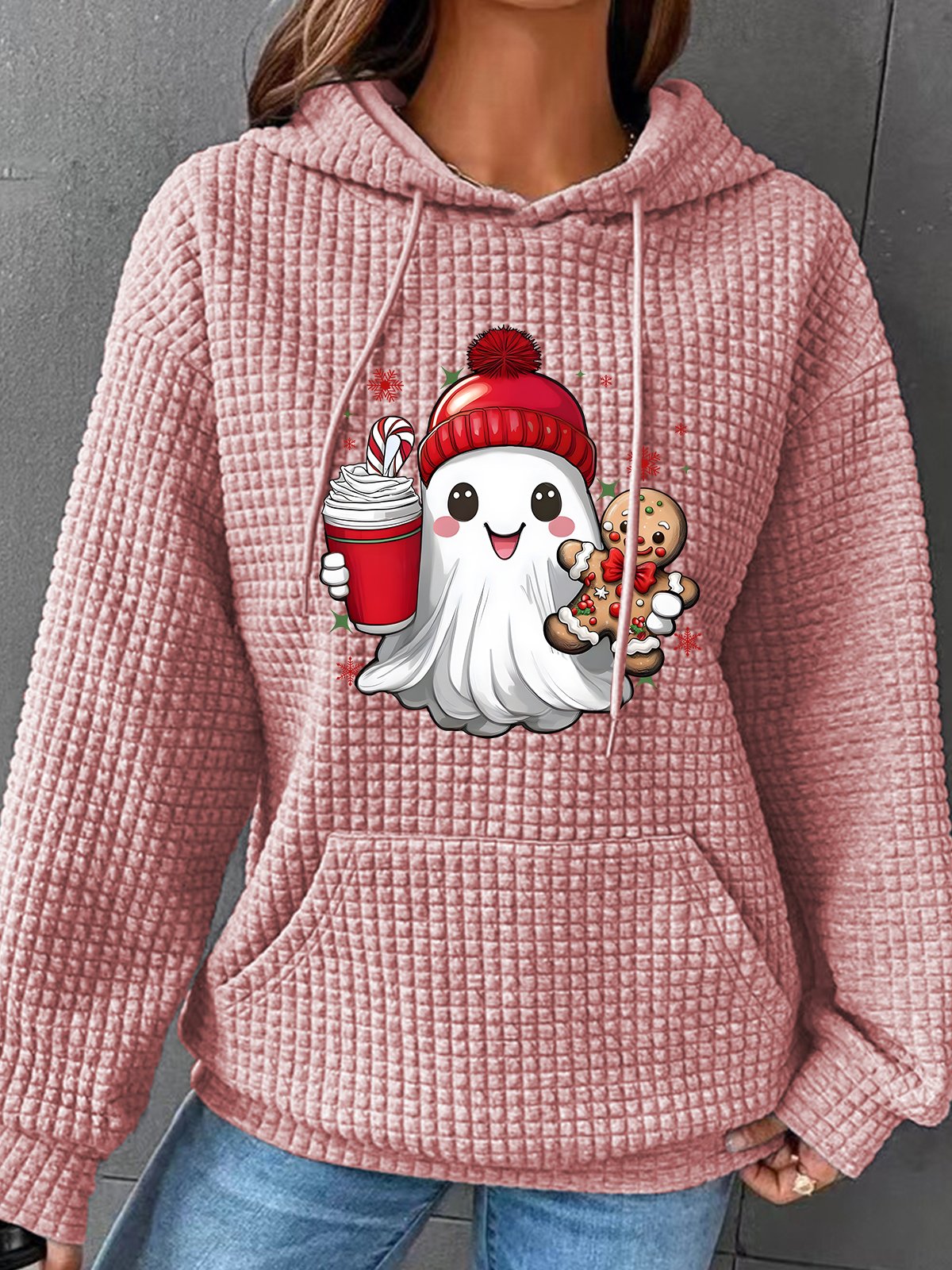 Cute Ghost Christmas Simple Loose Hoodie