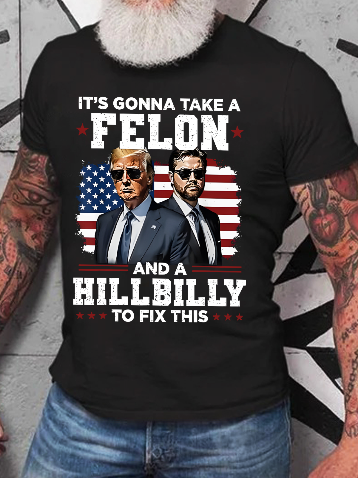 Trump Vance It's Gonna Take A Felon And A Hillbilly To Fix Cotton T-Shirt