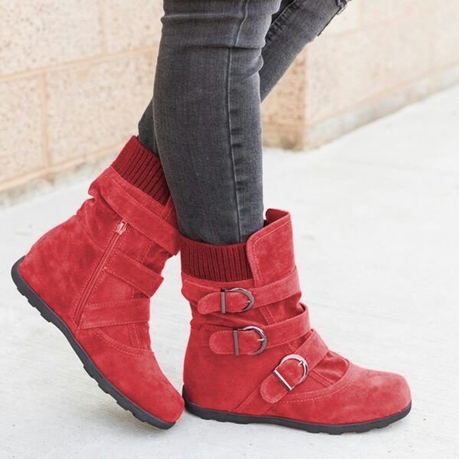 Plain Casual Winter Cotton-Padded Boots