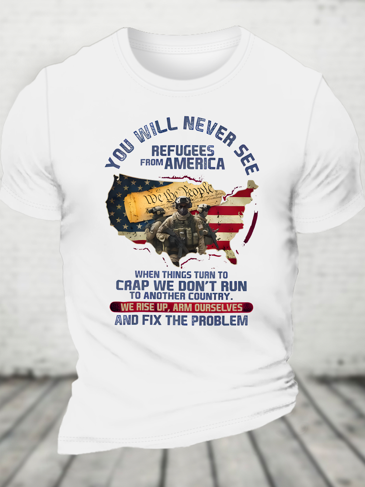 You Will Never See Refugees From America Cotton T-Shirt