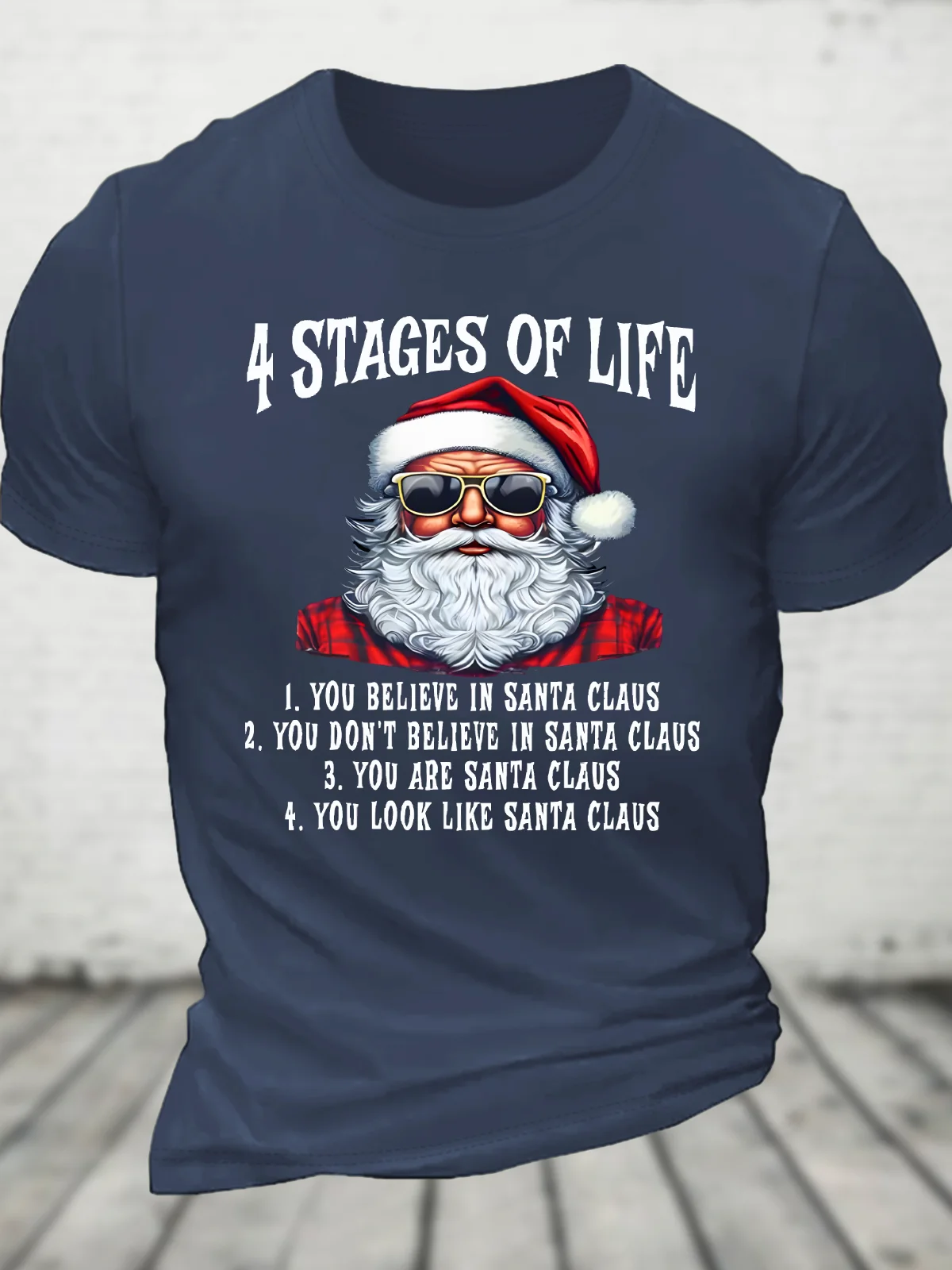 4 Stages Of Life Funny Christmas Cotton T-Shirt