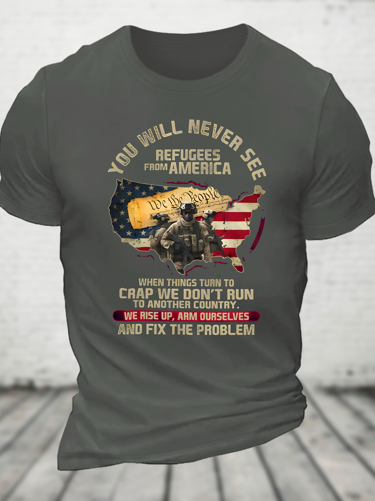 You Will Never See Refugees From America Cotton T-Shirt