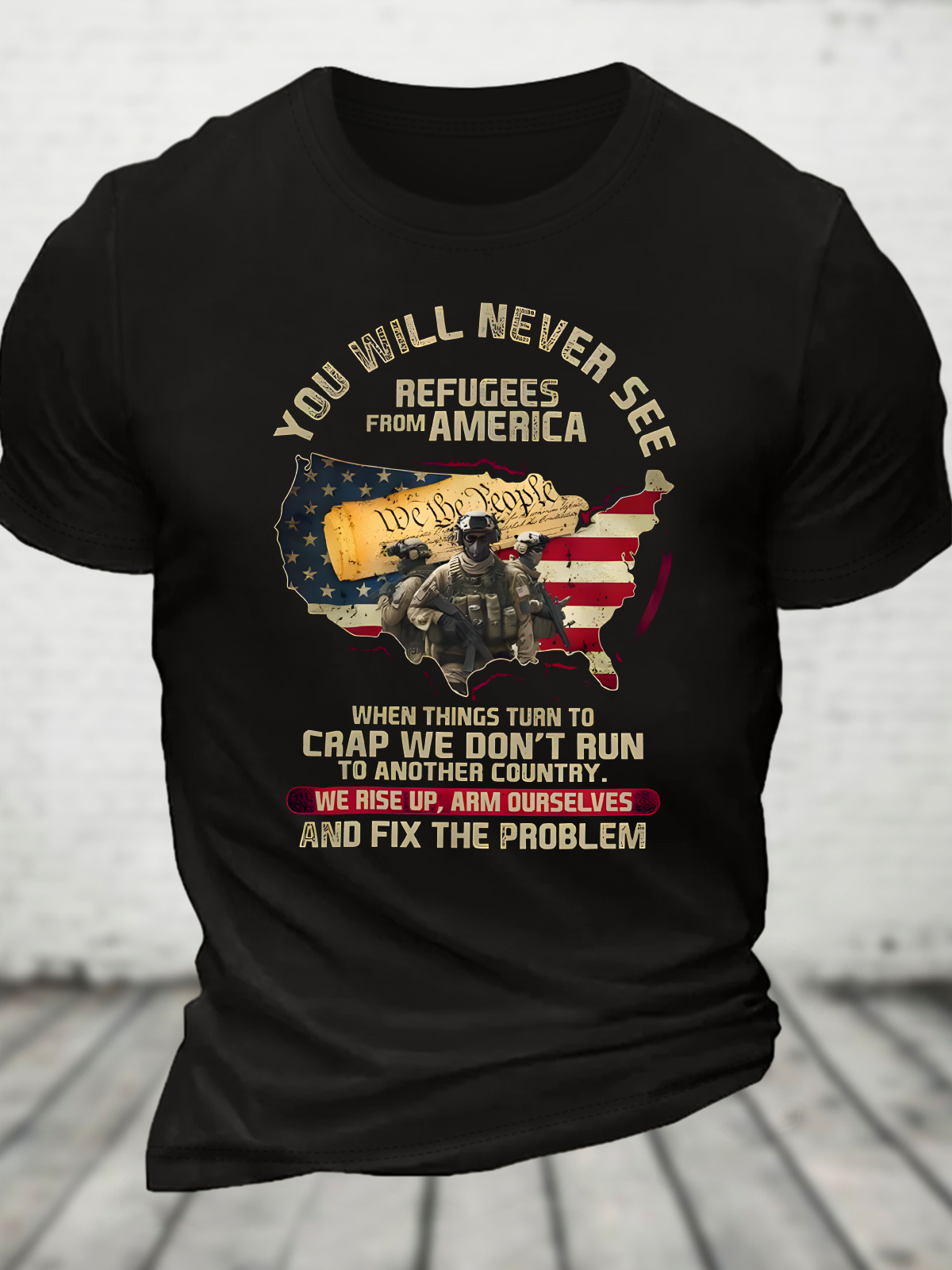 You Will Never See Refugees From America Cotton T-Shirt