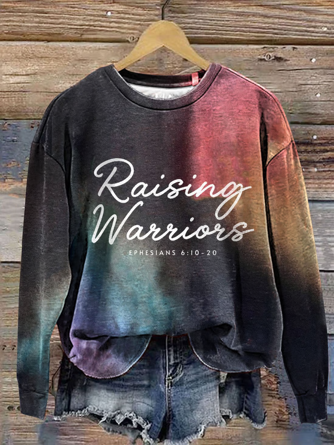 Women's Raising Warriors Bible Verse Print Casual Sweatshirt