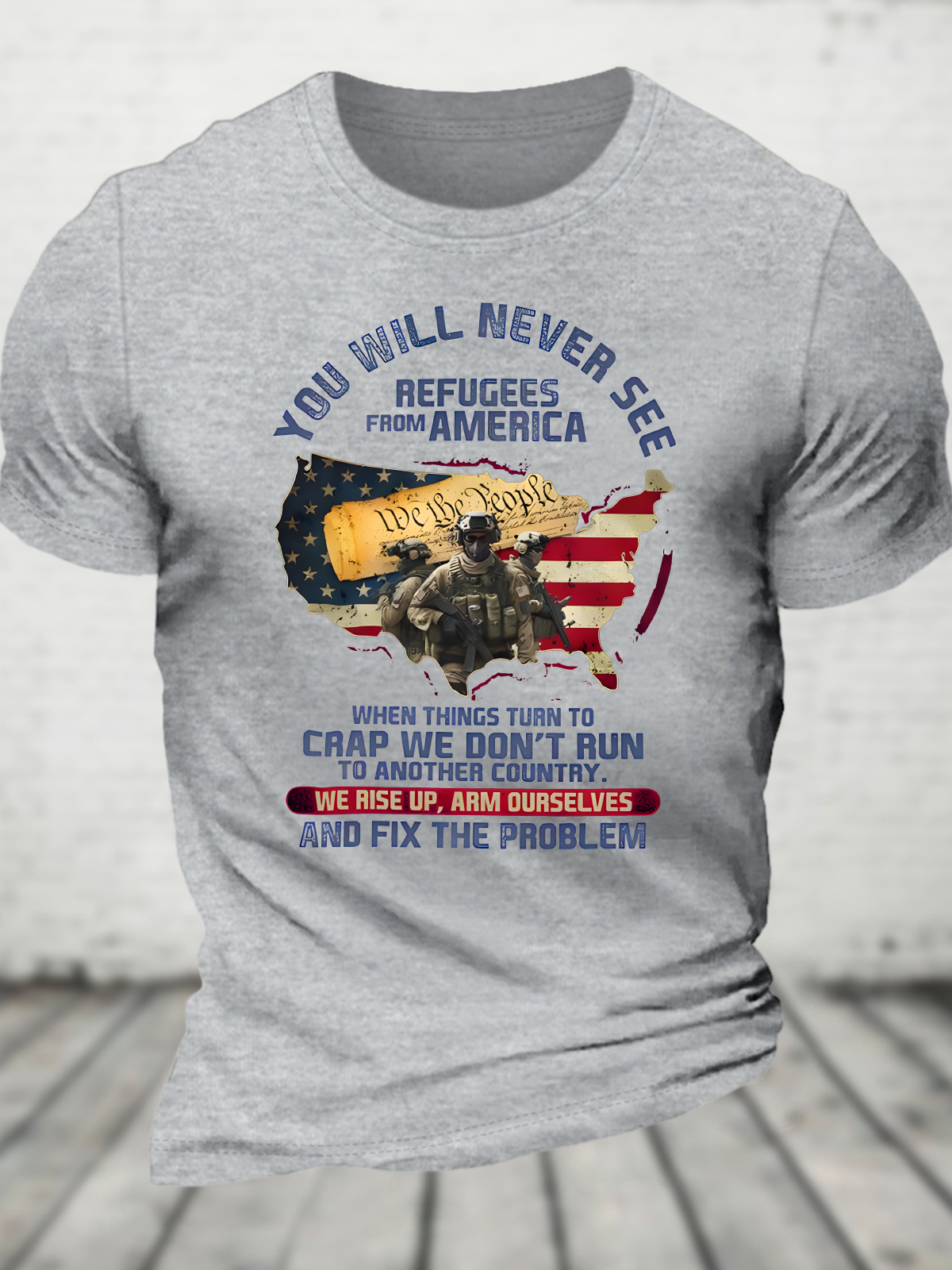 You Will Never See Refugees From America Cotton T-Shirt