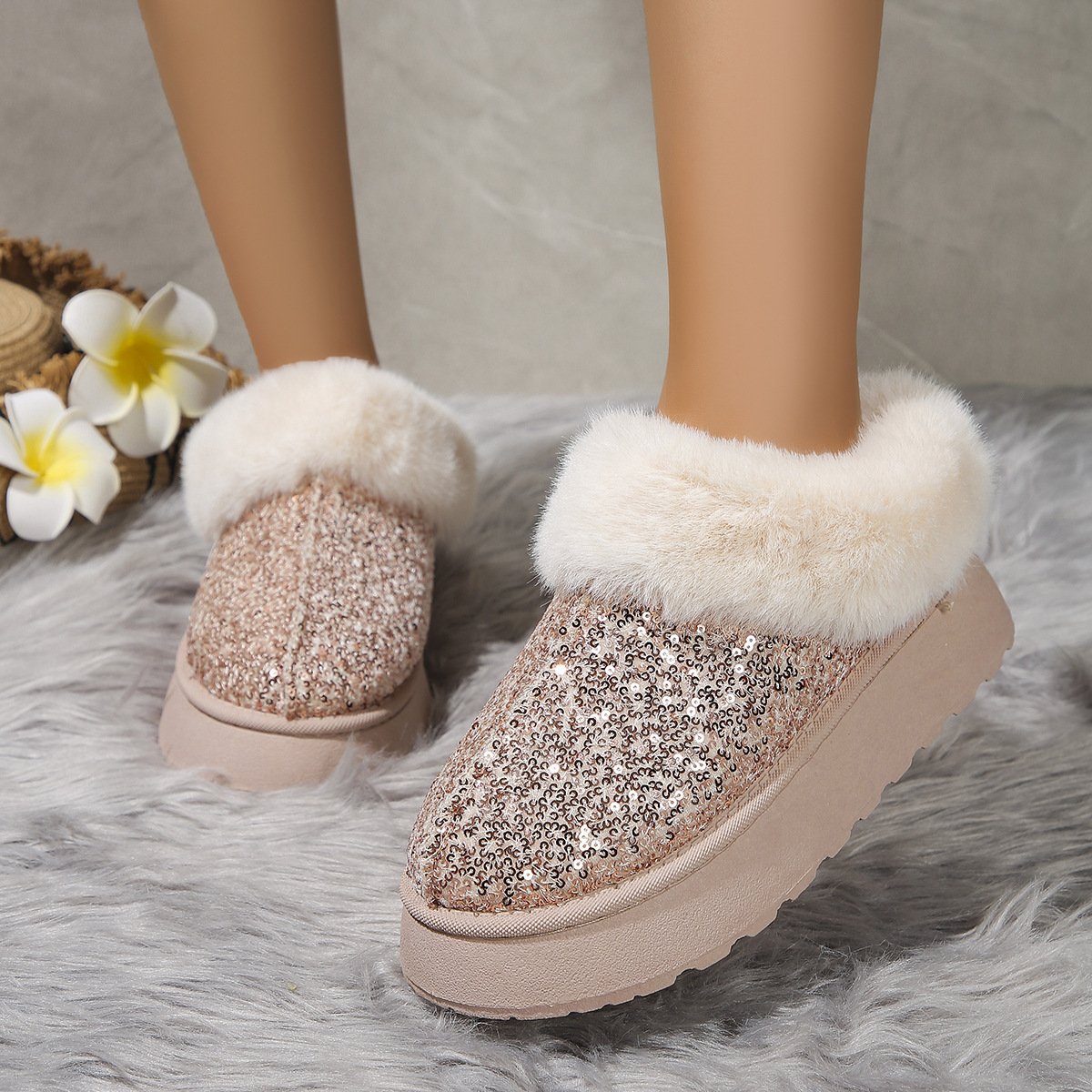 Winter Plain Pu Casual Cotton-Padded Boots