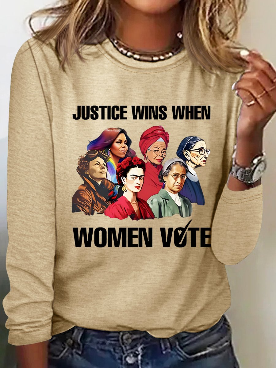 Justice Wins When Women Vote Casual Long Sleeve Shirt