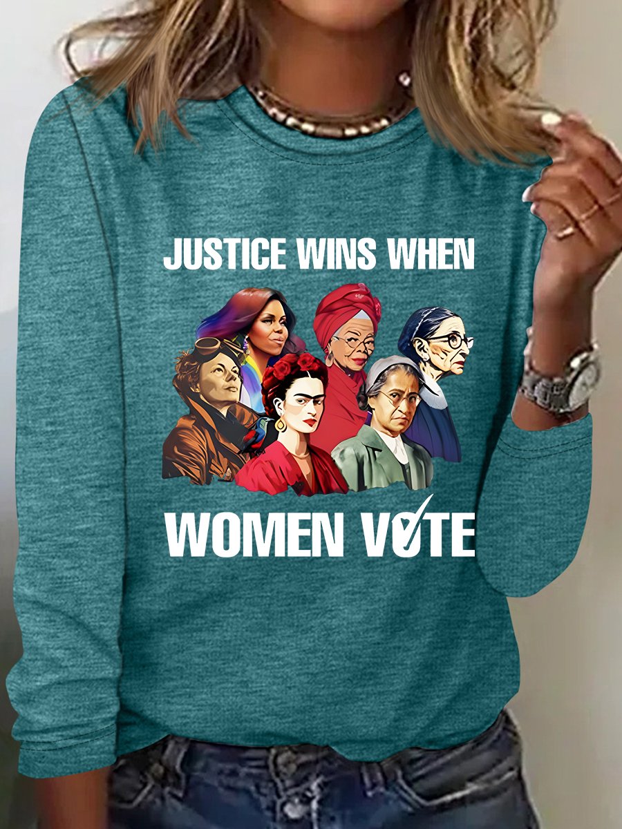 Justice Wins When Women Vote Casual Long Sleeve Shirt