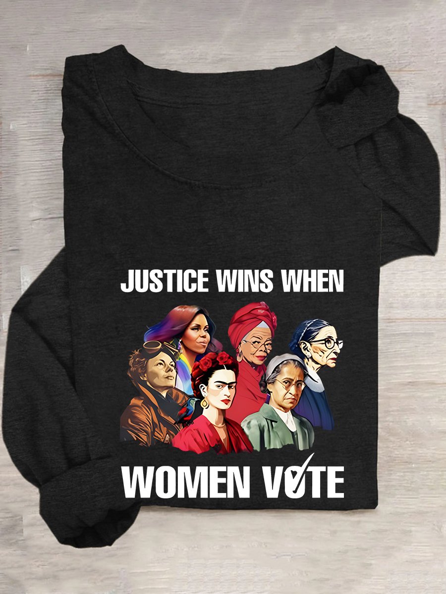 Justice Wins When Women Vote Casual Long Sleeve Shirt