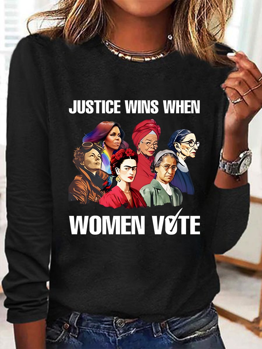 Justice Wins When Women Vote Casual Long Sleeve Shirt