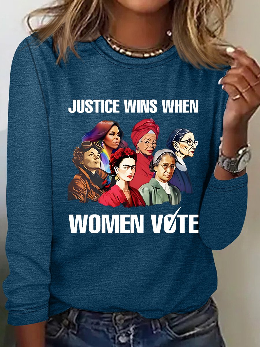 Justice Wins When Women Vote Casual Long Sleeve Shirt