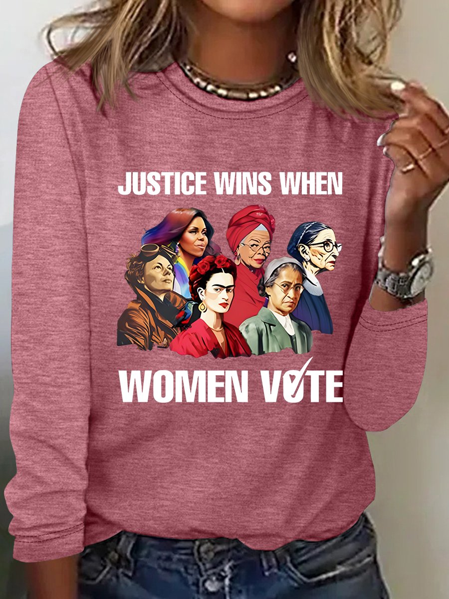 Justice Wins When Women Vote Casual Long Sleeve Shirt