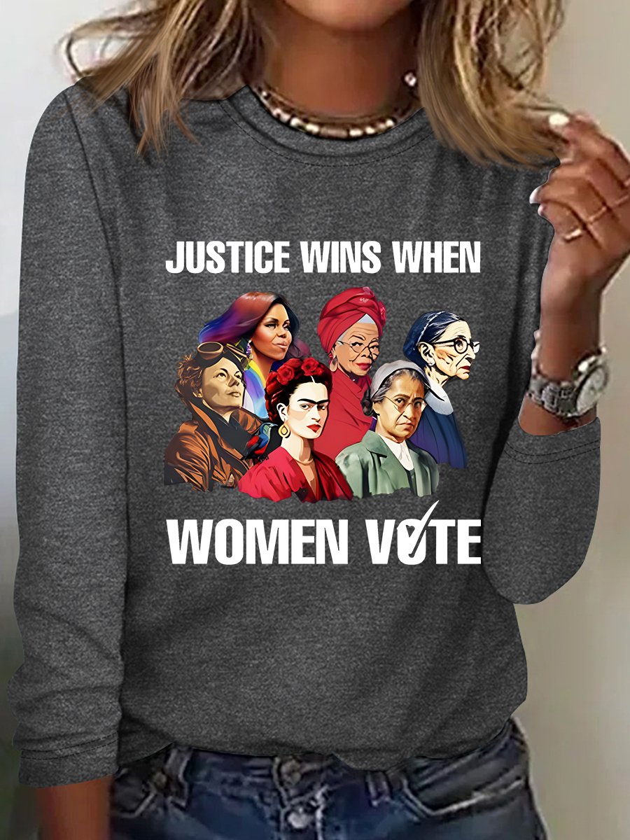 Justice Wins When Women Vote Casual Long Sleeve Shirt