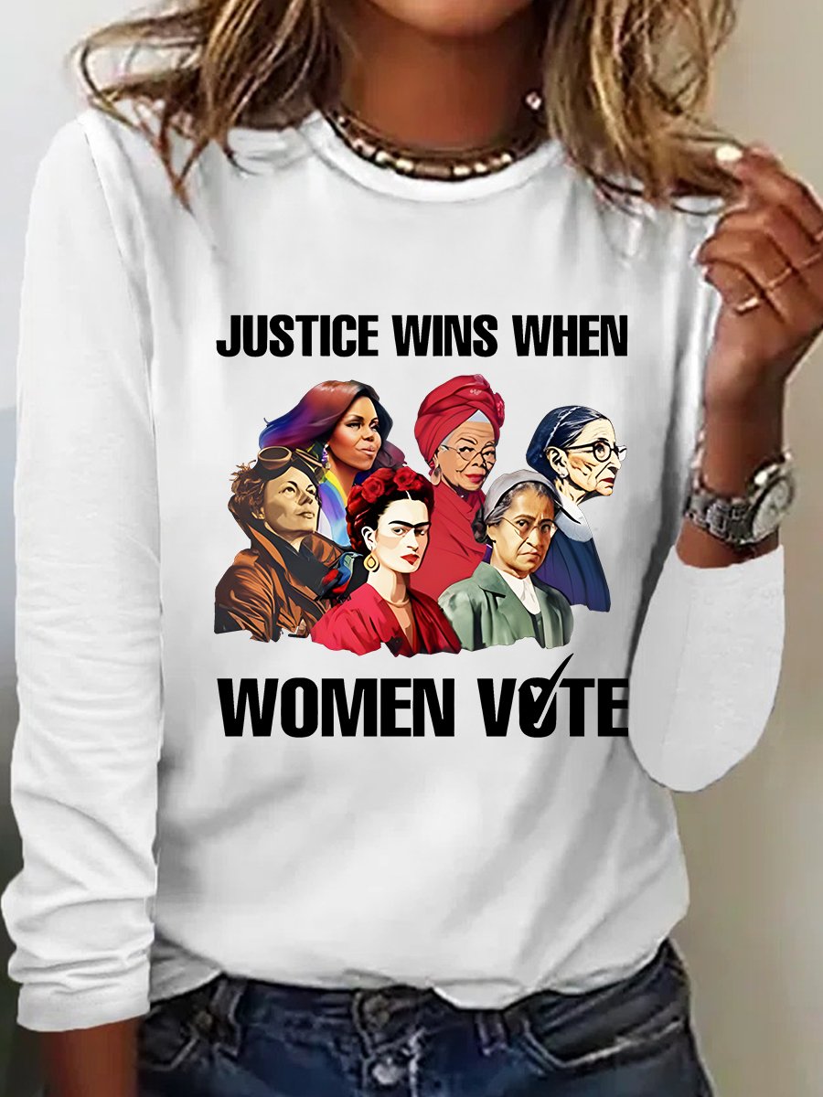 Justice Wins When Women Vote Casual Long Sleeve Shirt