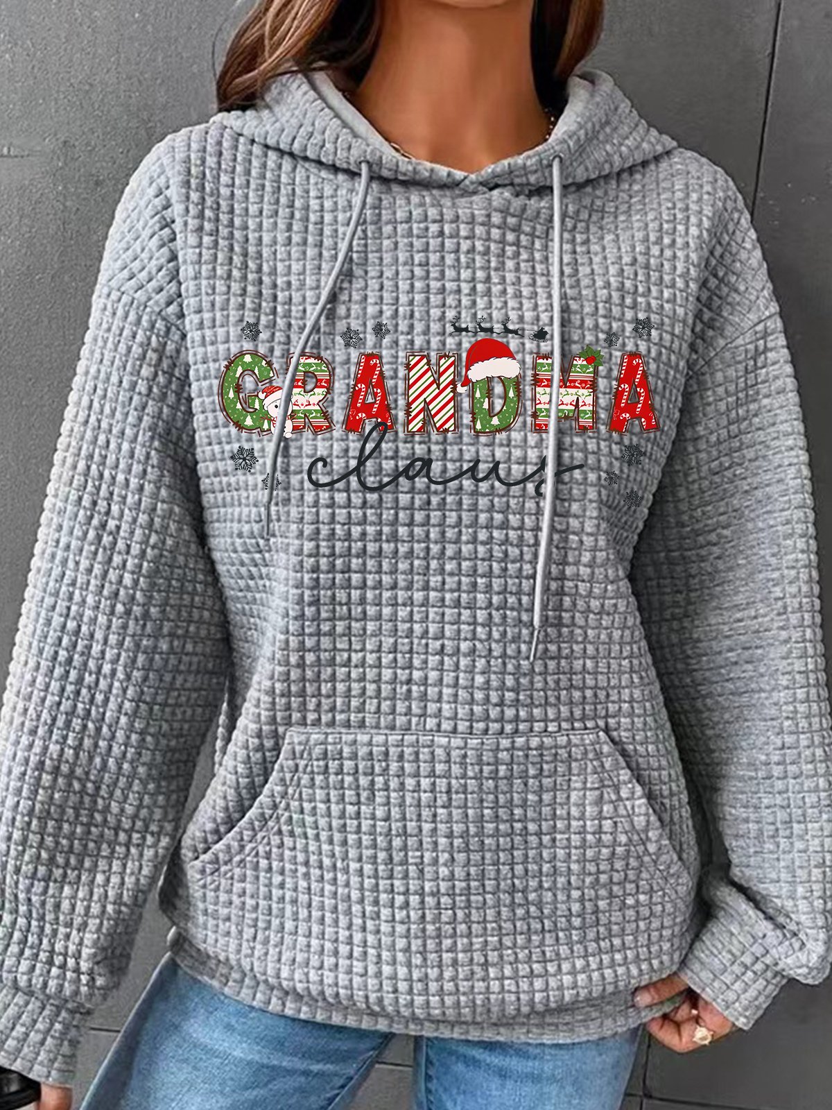 Christmas Grandma Simple Loose Hoodie