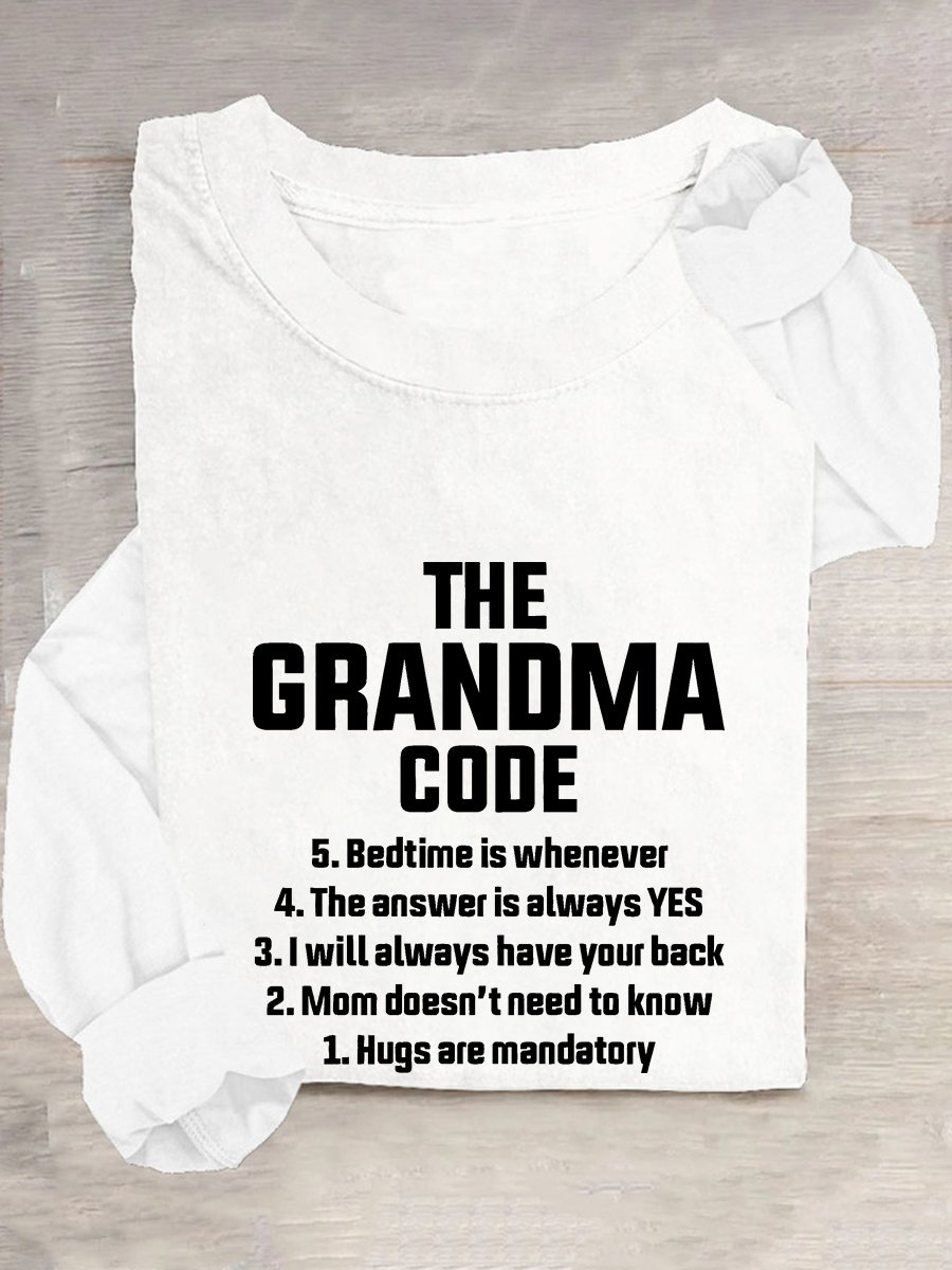 The Grandma Code Funny Casual Long Sleeve Shirt