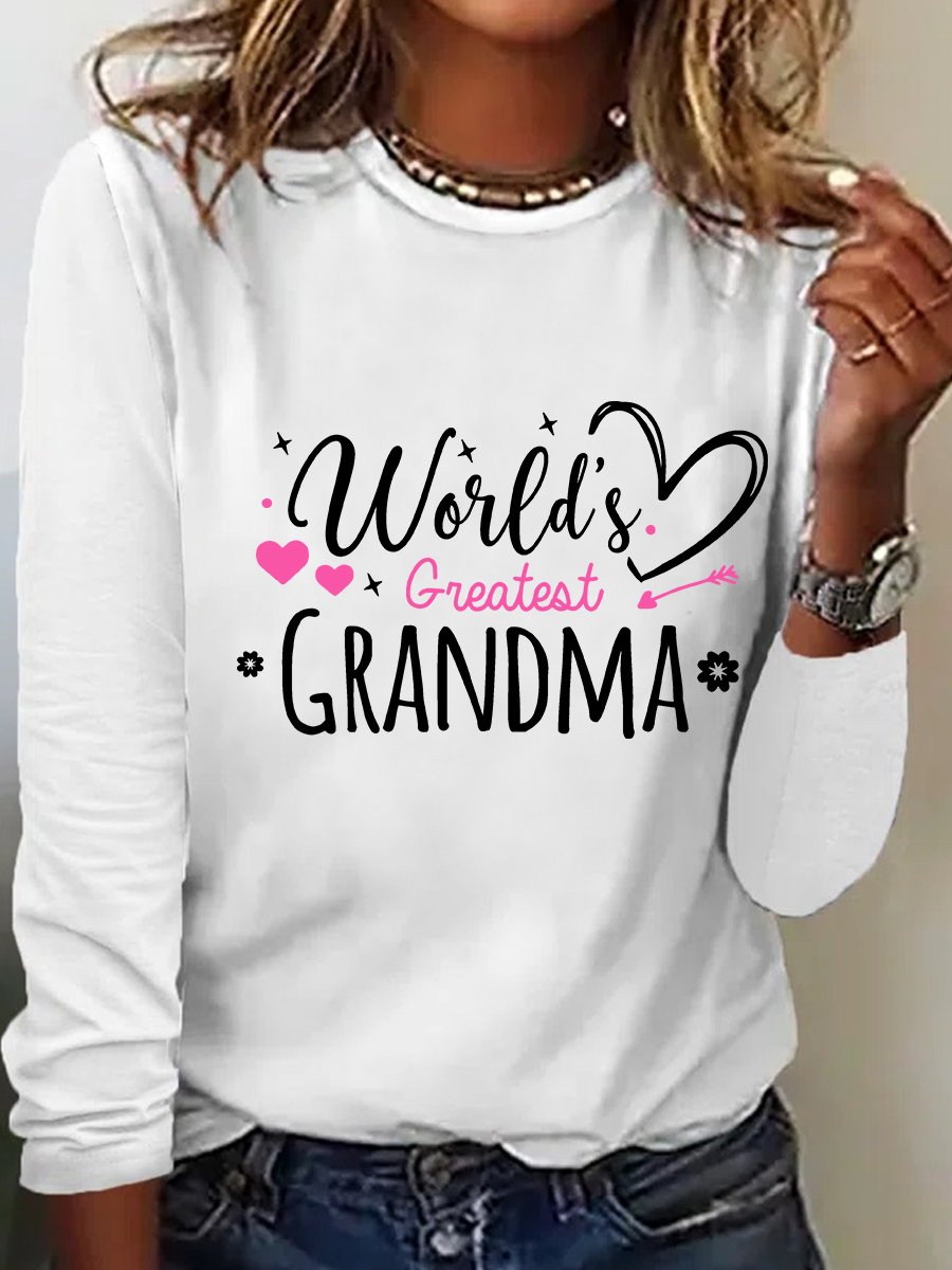 Worlds Greatest Grandma Casual Long Sleeve Shirt