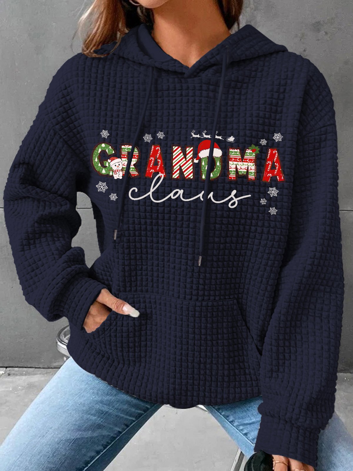 Christmas Grandma Simple Loose Hoodie