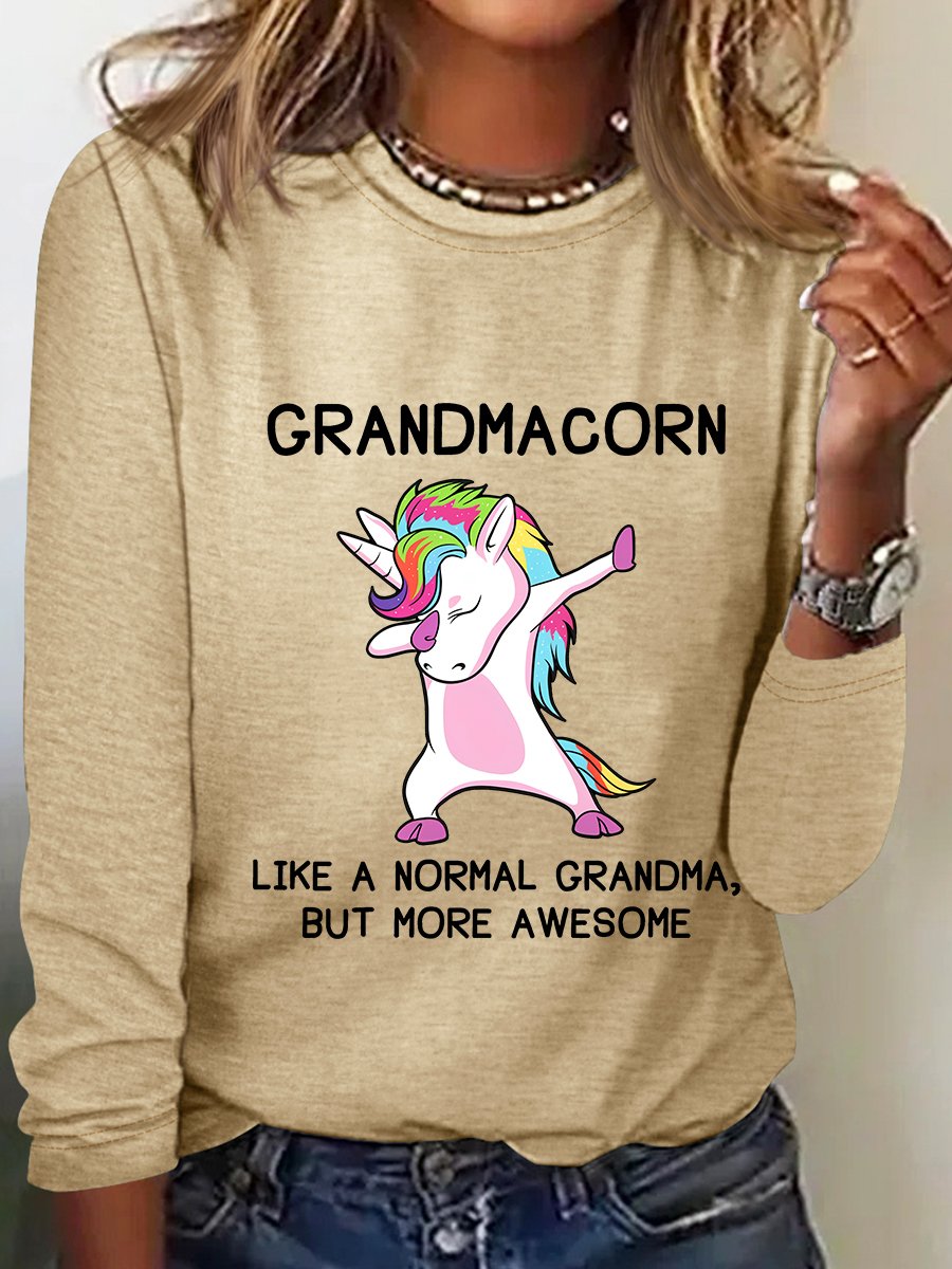 Grandma Unicorn Grandmacorn Casual Long Sleeve Shirt