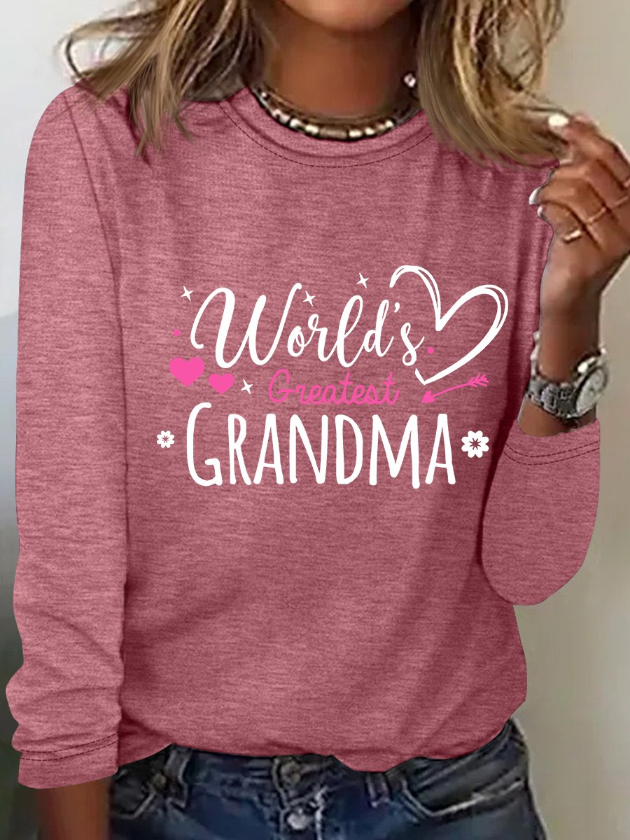 Worlds Greatest Grandma Casual Long Sleeve Shirt