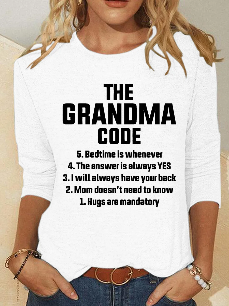 The Grandma Code Funny Casual Long Sleeve Shirt