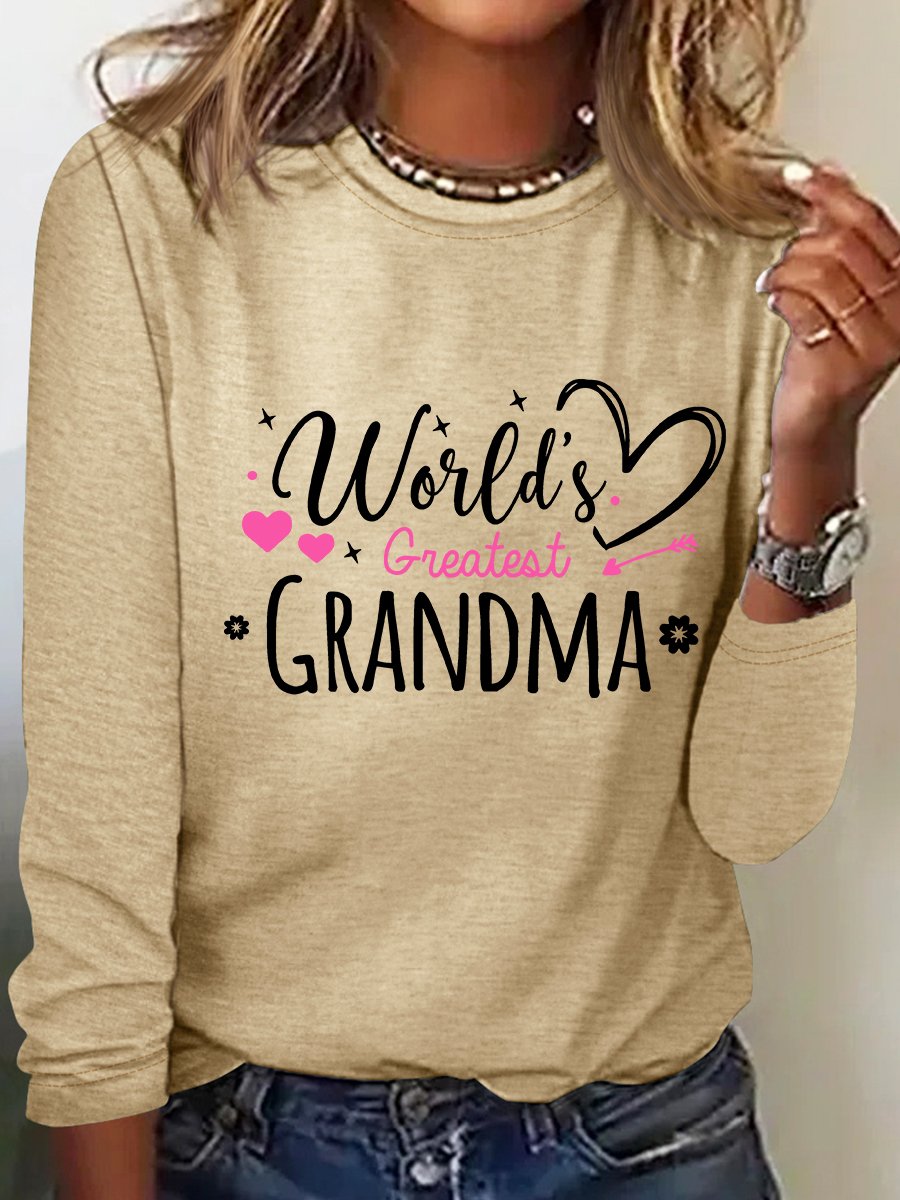 Worlds Greatest Grandma Casual Long Sleeve Shirt