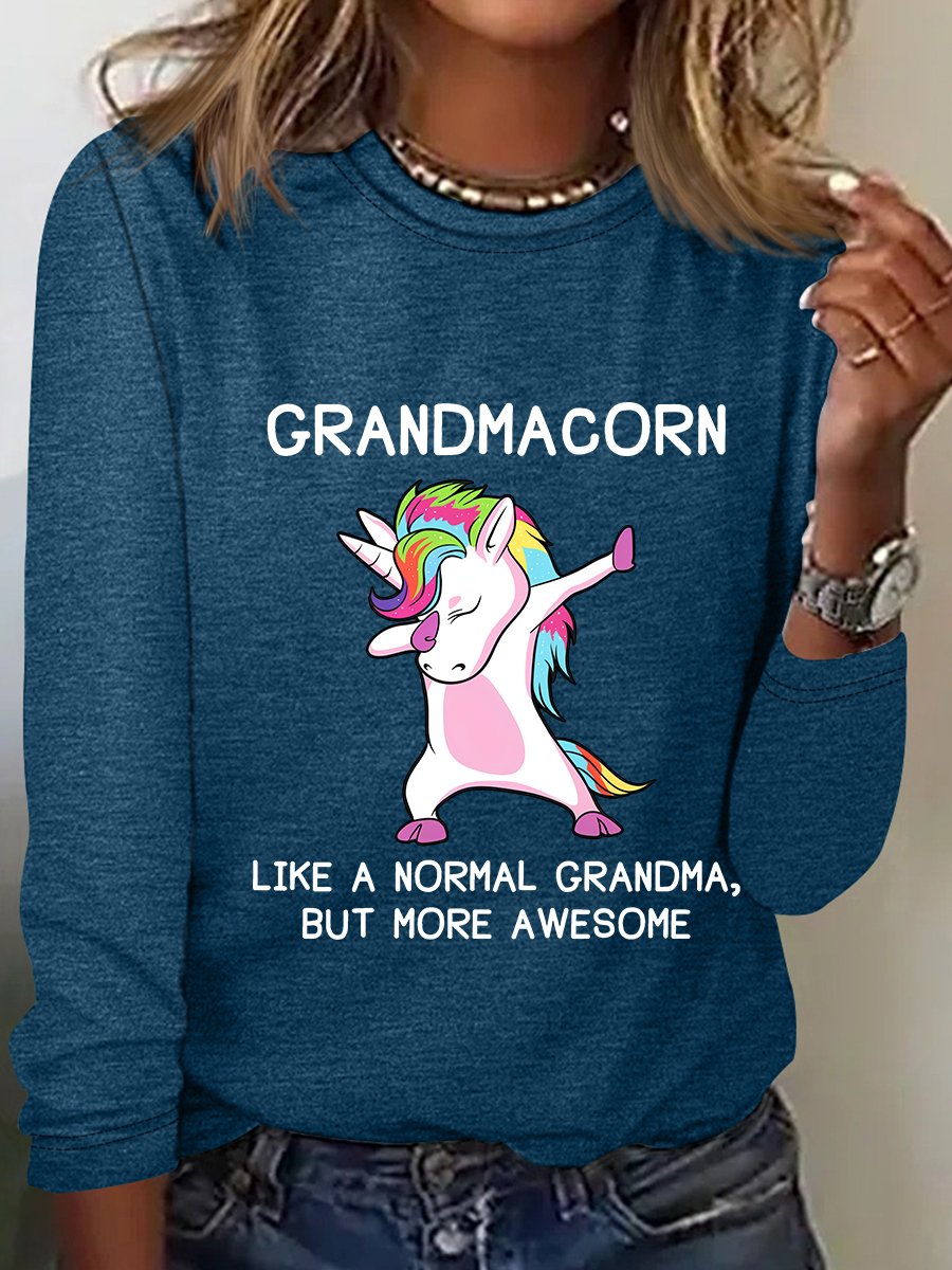 Grandma Unicorn Grandmacorn Casual Long Sleeve Shirt