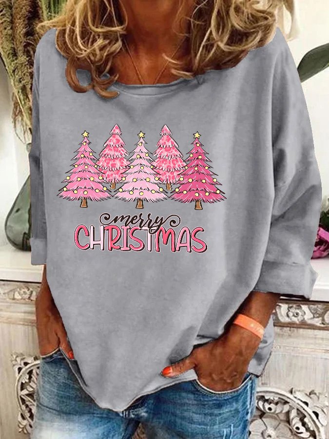 Pink Tree Christmas Casual Sweatshirt