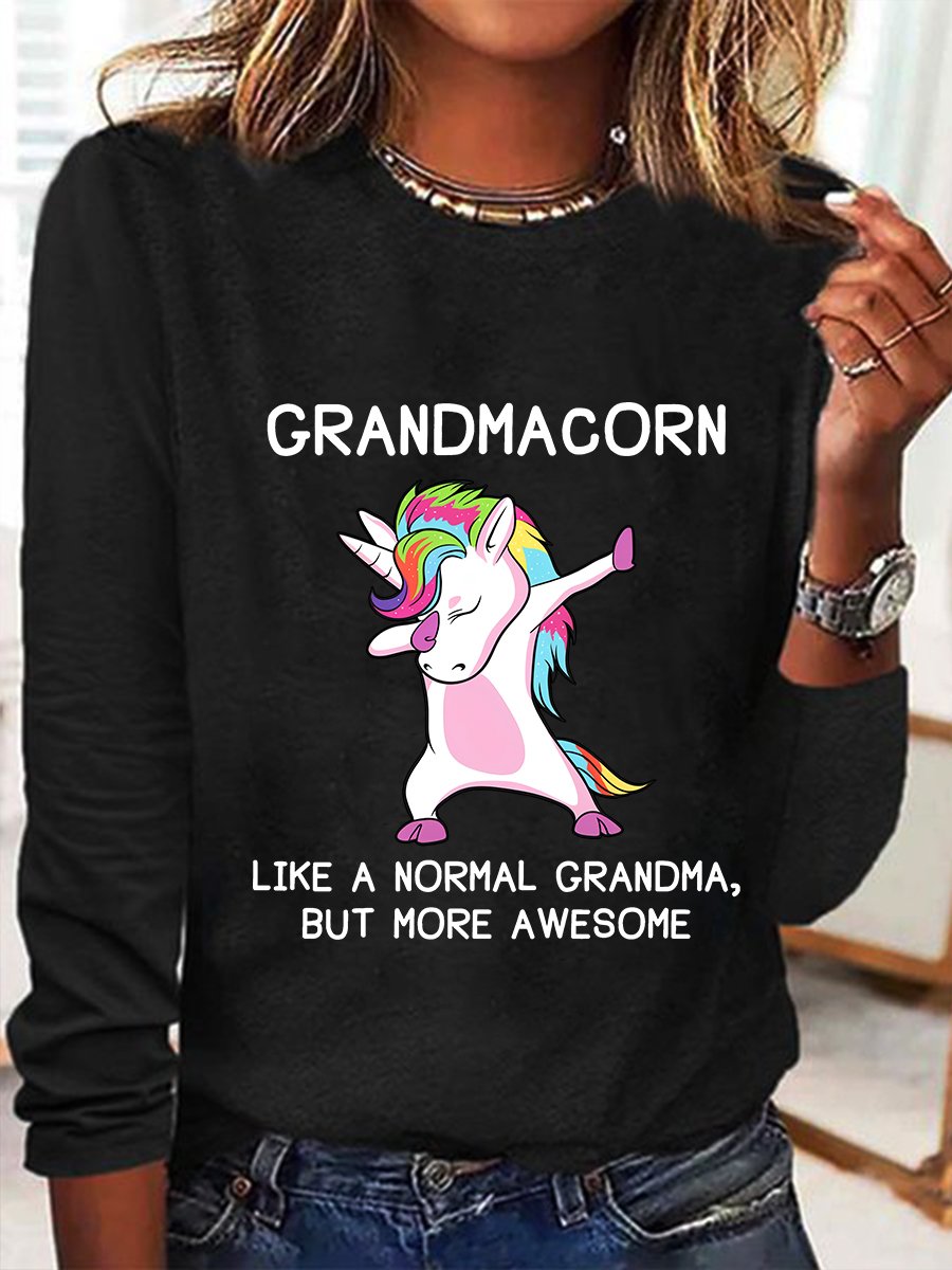 Grandma Unicorn Grandmacorn Casual Long Sleeve Shirt