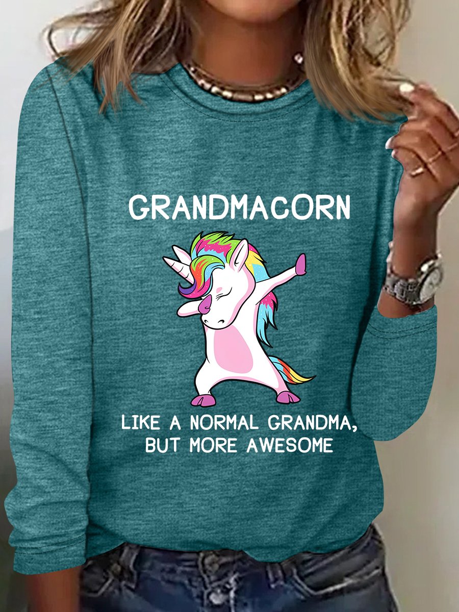 Grandma Unicorn Grandmacorn Casual Long Sleeve Shirt