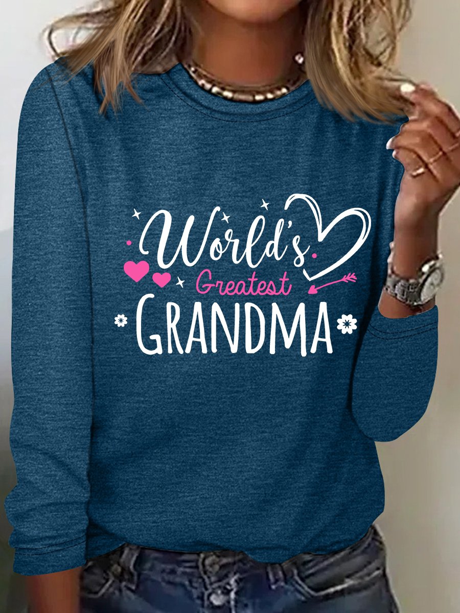 Worlds Greatest Grandma Casual Long Sleeve Shirt