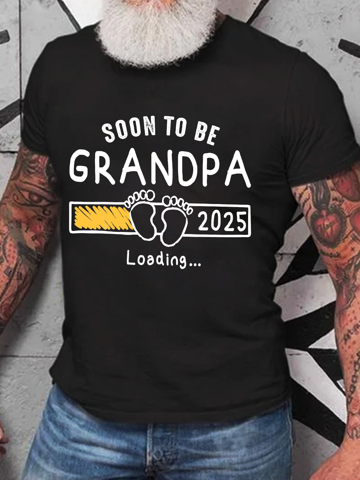 Soon To Be Grandpa 2025 Loading Cotton T-Shirt