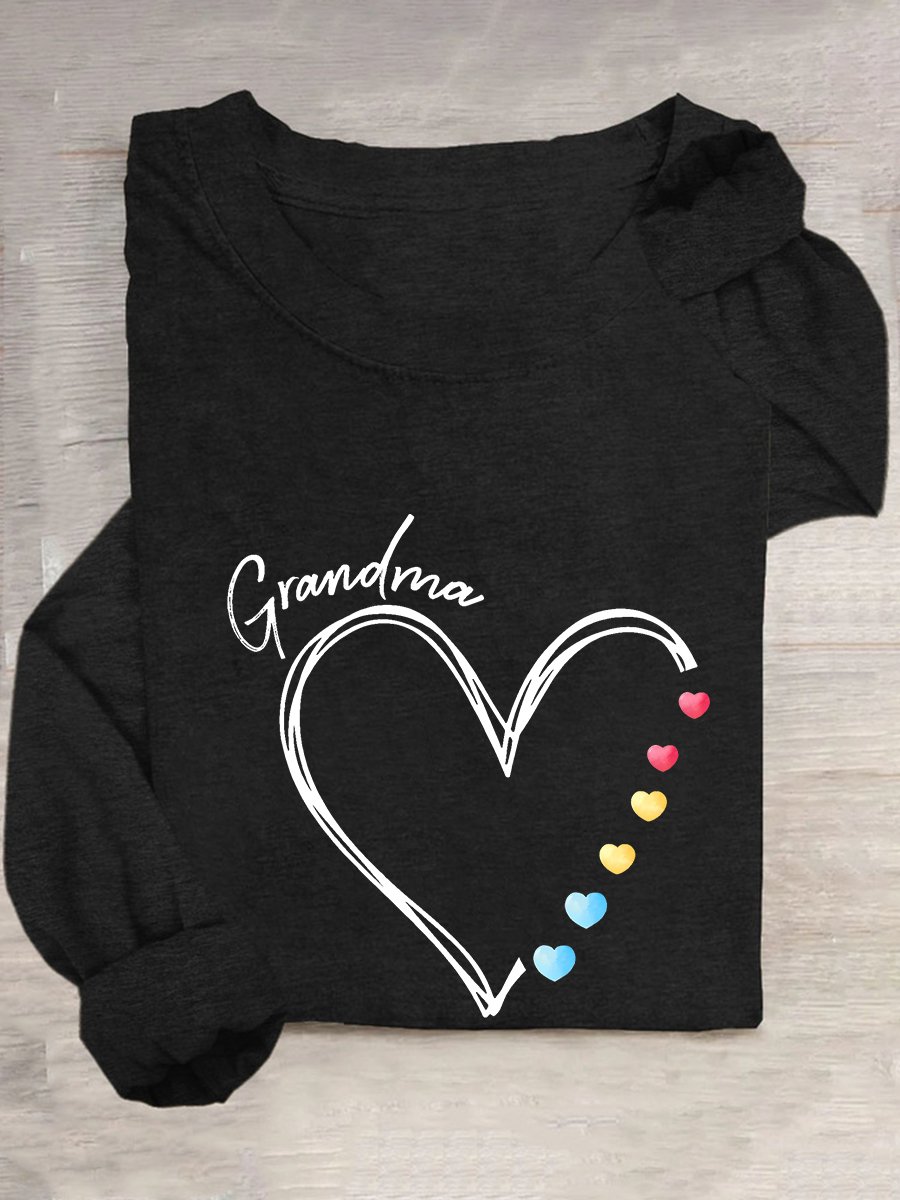 Grandma Heart Casual Long Sleeve Shirt