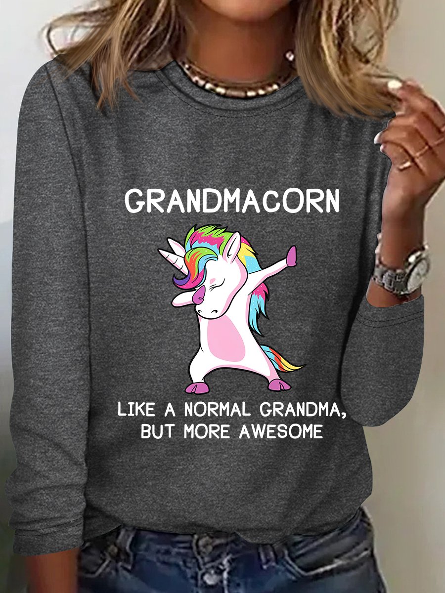 Grandma Unicorn Grandmacorn Casual Long Sleeve Shirt