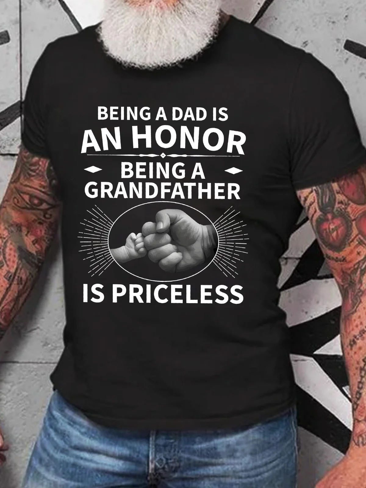 Dad Is An Honor Being A Grandfather Is Priceless Cotton T-Shirt