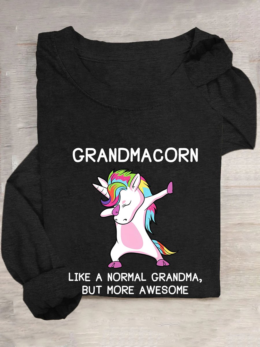 Grandma Unicorn Grandmacorn Casual Long Sleeve Shirt