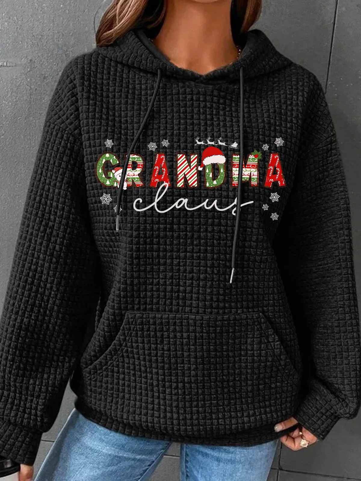 Christmas Grandma Simple Loose Hoodie