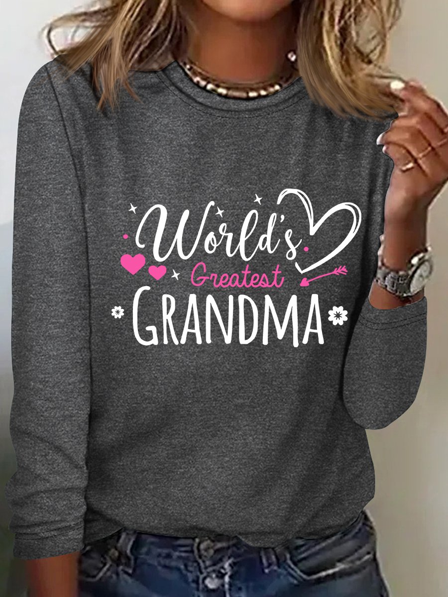 Worlds Greatest Grandma Casual Long Sleeve Shirt