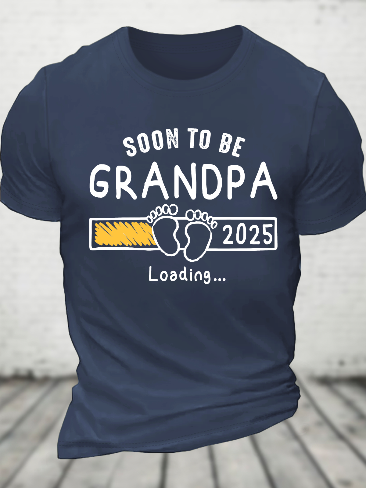 Soon To Be Grandpa 2025 Loading Cotton T-Shirt