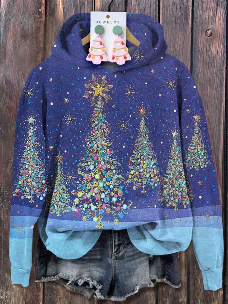 Christmas Tree 3D Art Print Loose Casual Hoodie