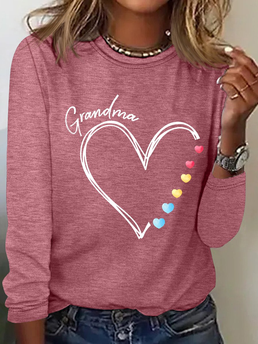 Grandma Heart Casual Long Sleeve Shirt