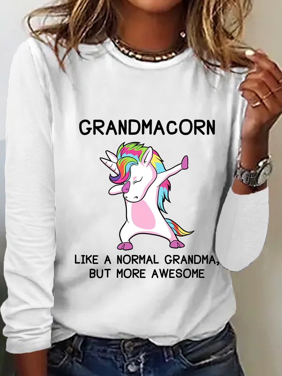 Grandma Unicorn Grandmacorn Casual Long Sleeve Shirt