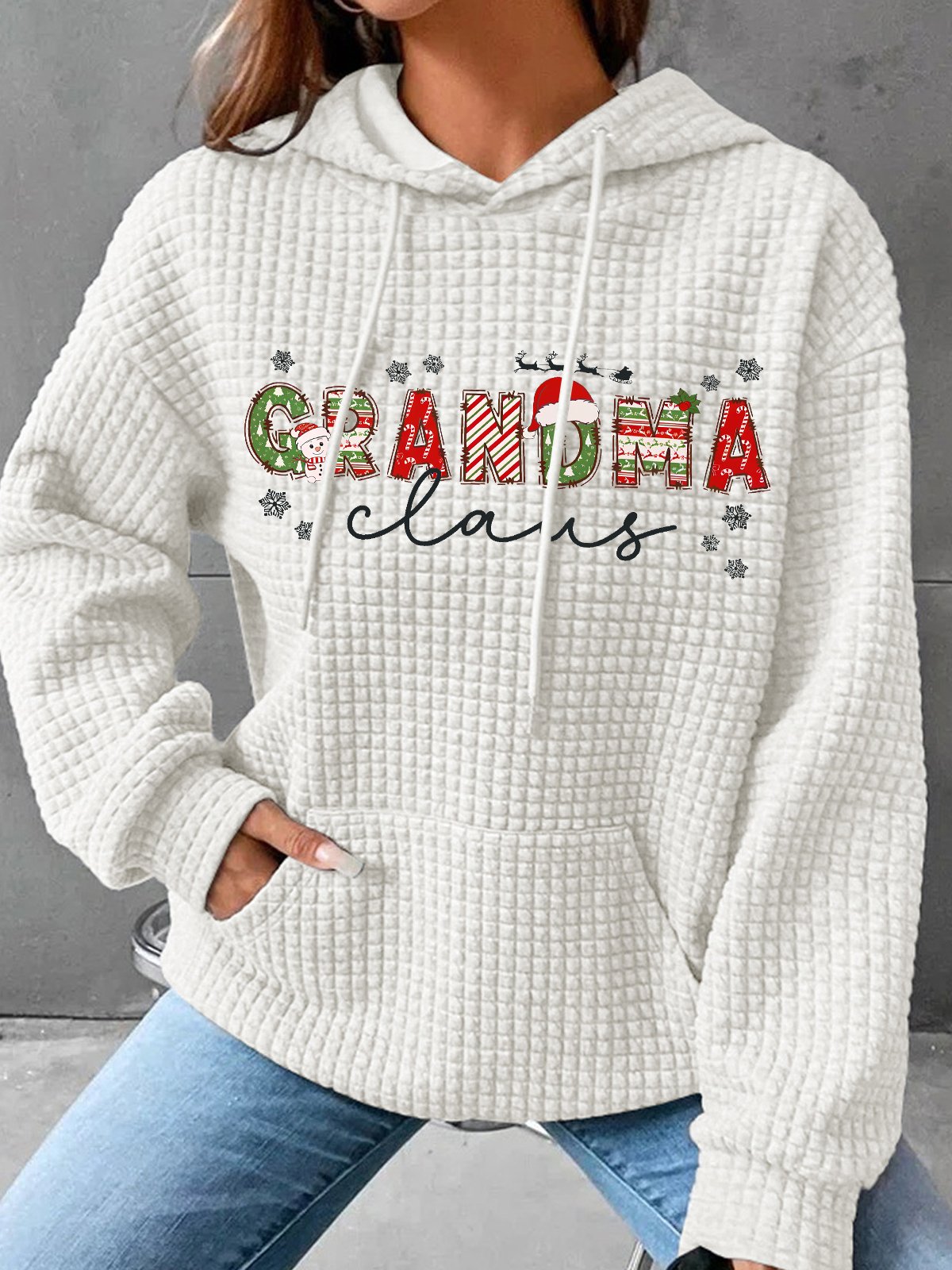 Christmas Grandma Simple Loose Hoodie