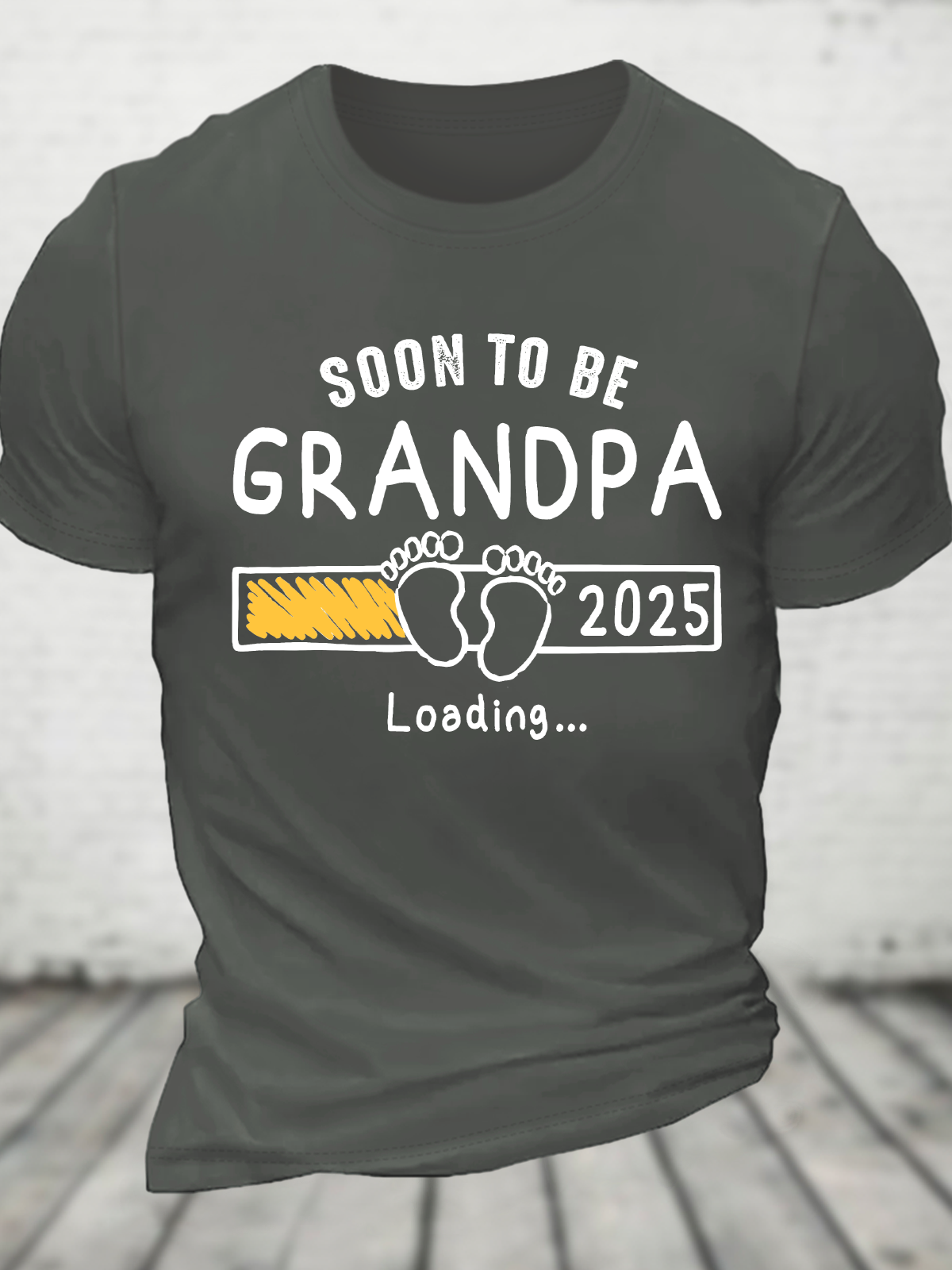 Soon To Be Grandpa 2025 Loading Cotton T-Shirt