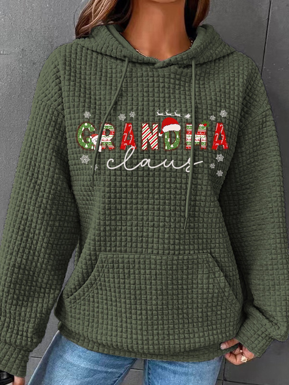 Christmas Grandma Simple Loose Hoodie