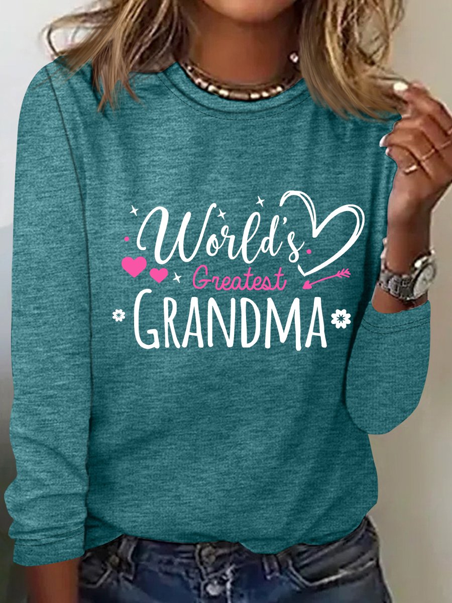 Worlds Greatest Grandma Casual Long Sleeve Shirt