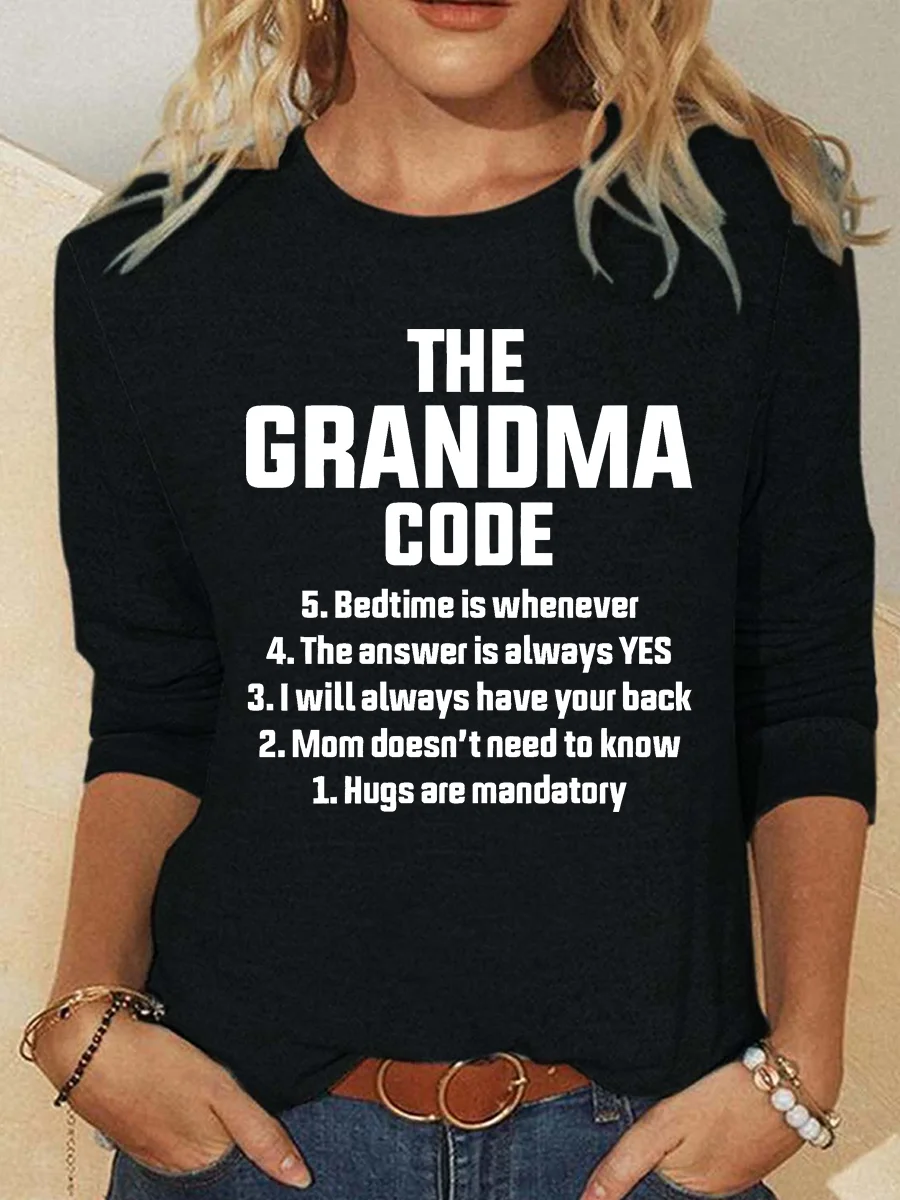 The Grandma Code Funny Casual Long Sleeve Shirt