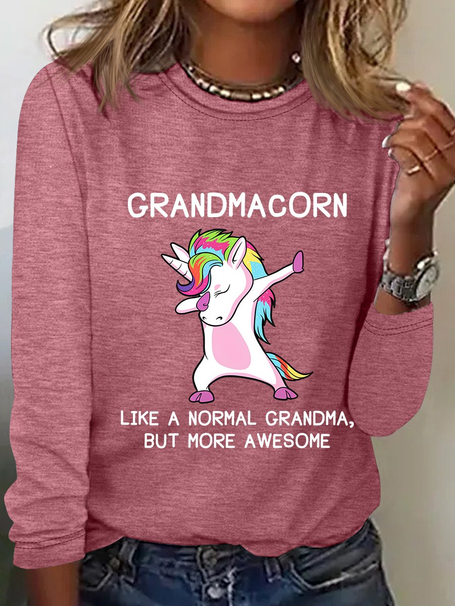 Grandma Unicorn Grandmacorn Casual Long Sleeve Shirt