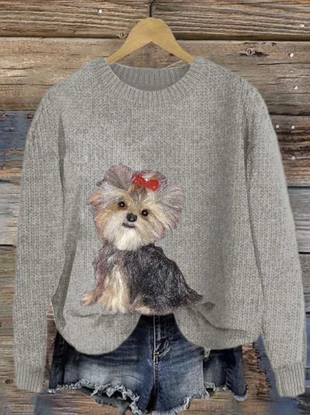 Cute puppy round neck sweater